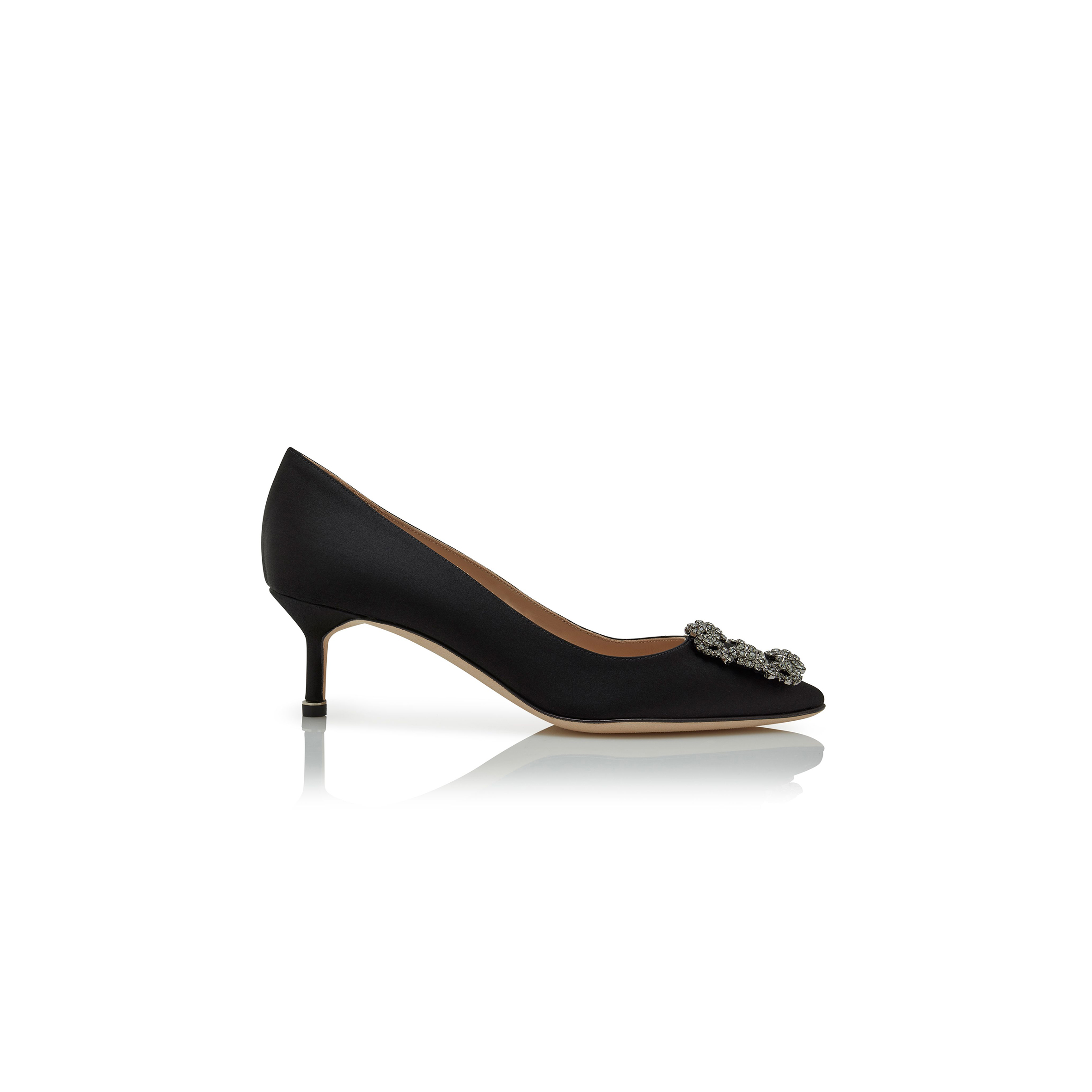 man010 B1ahn*k hangisi 50 black satin jewel buckle pumps 9xx-0661-0041